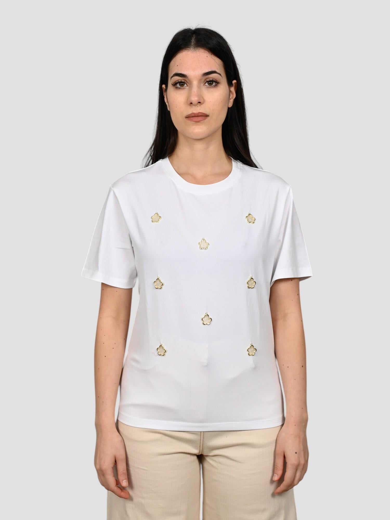 T-shirt morbida WW31161 bianca con ciondoli WW31161 BIANCO WHITE WISE 