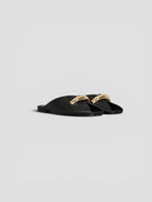 Mule pelle 8641 CHOCOLATE inserto metallico 8641 BLACK CORRIDONI MILANO 