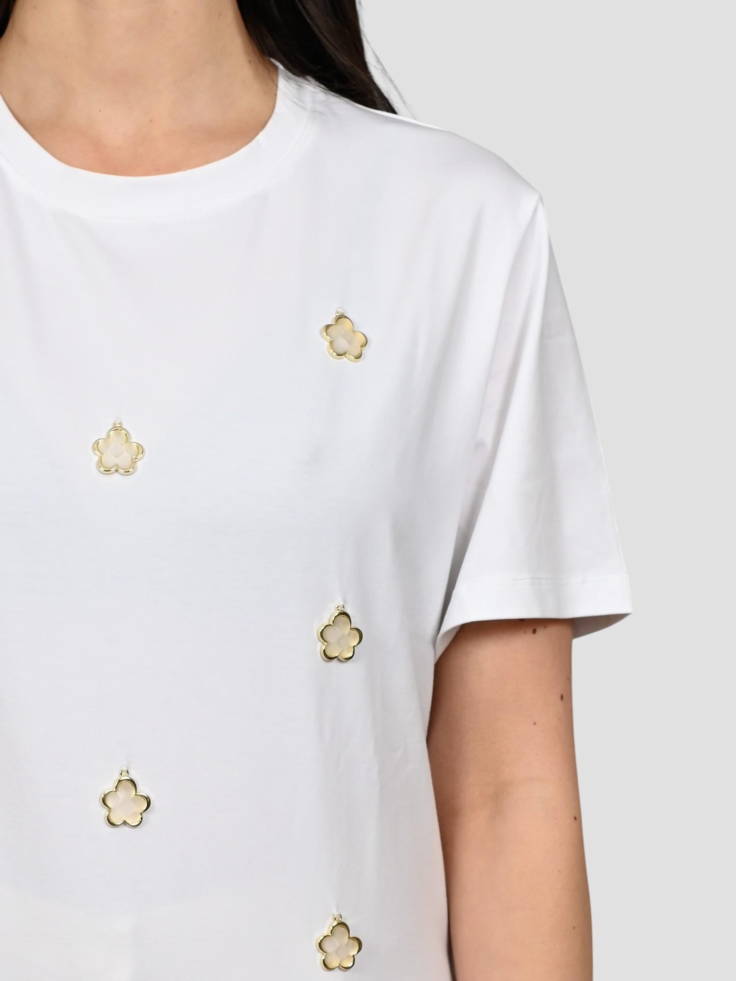 T-shirt morbida WW31161 bianca con ciondoli WW31161 BIANCO WHITE WISE 