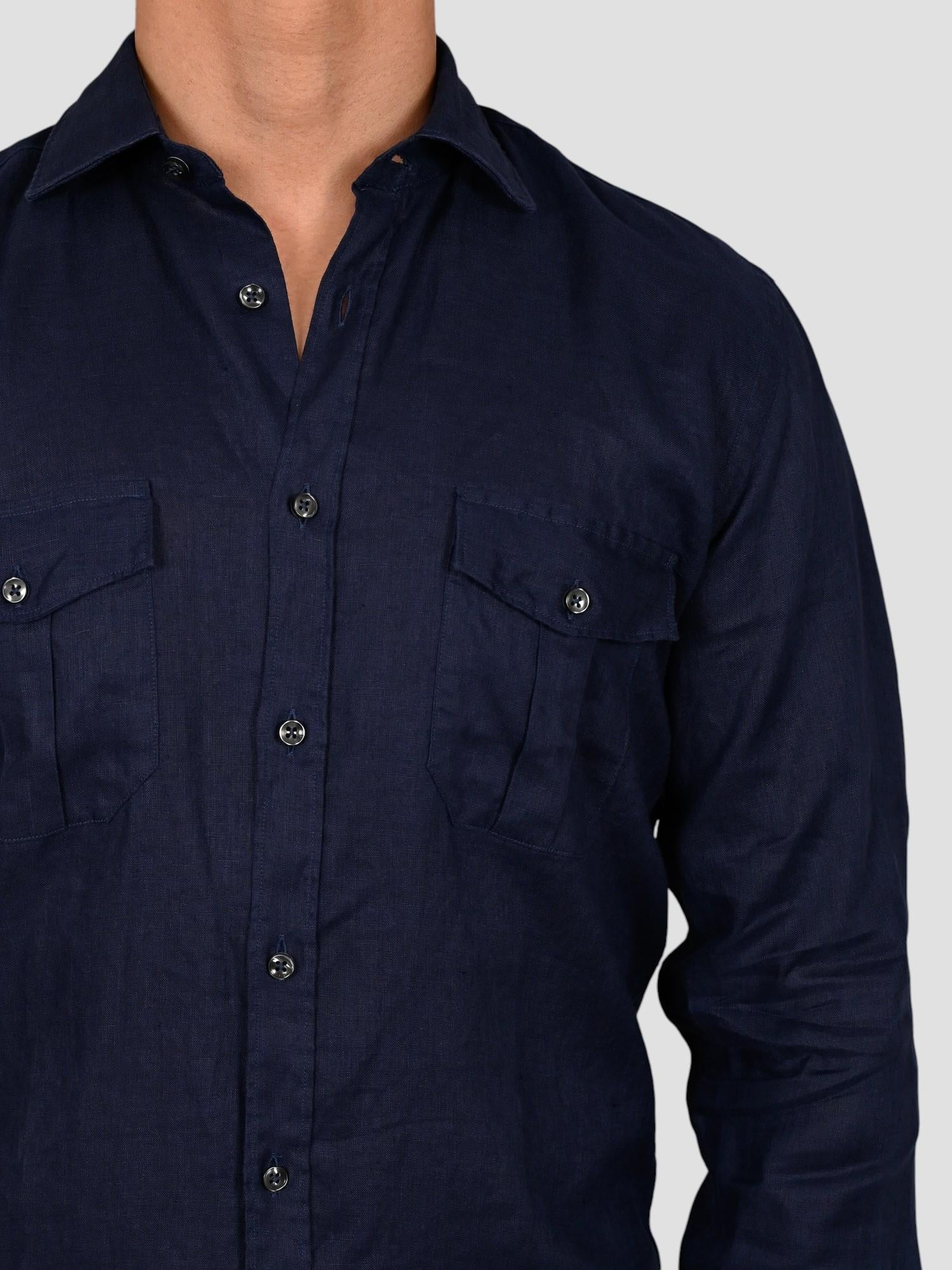 Camicia blu 16W4 8837 puro lino 16W48837 006 MARCUS 