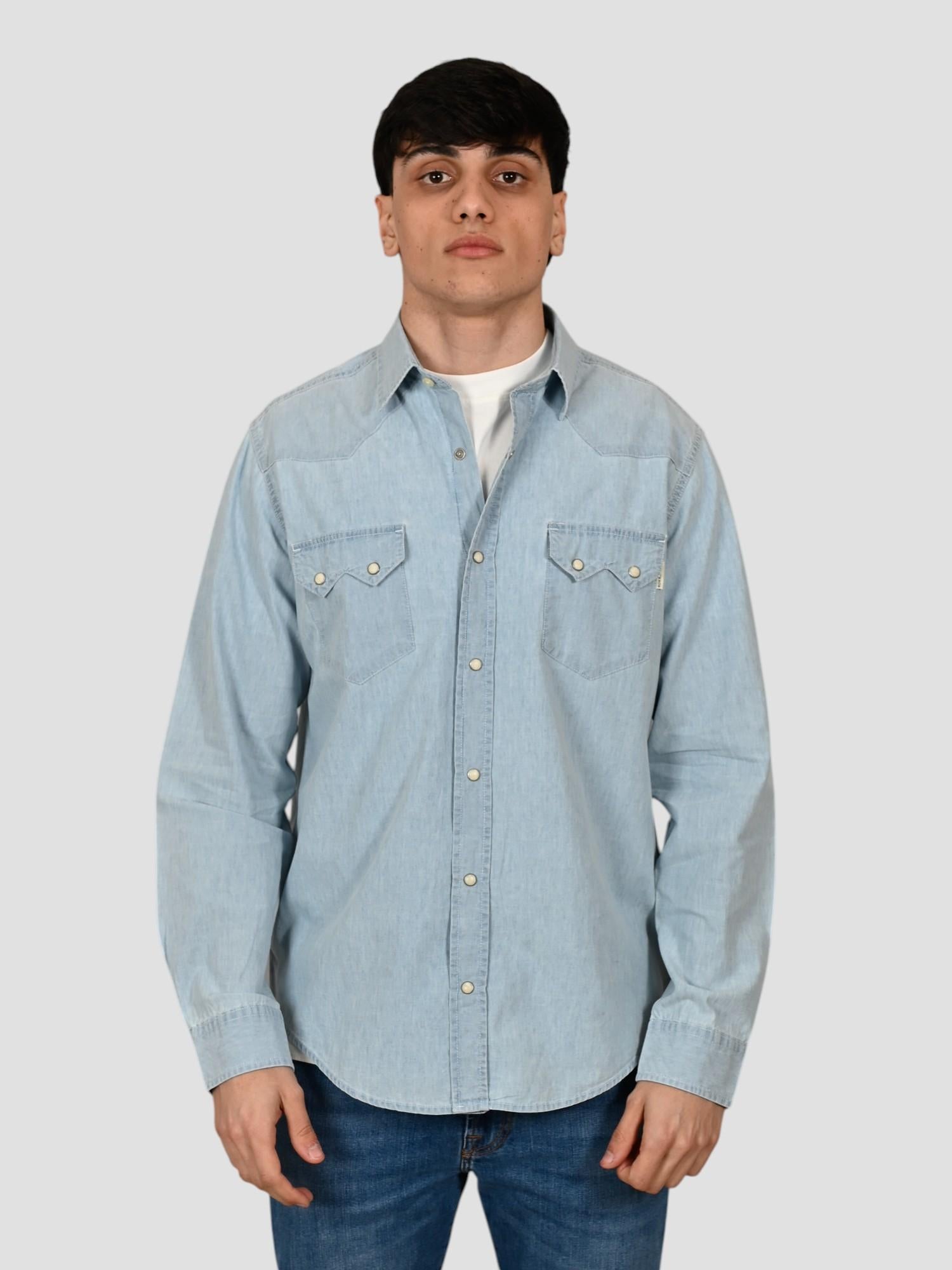 Western shirt MAN CHAMBRAY indigo WESTERN MAN CHAMBRAY ROY ROGER'S 