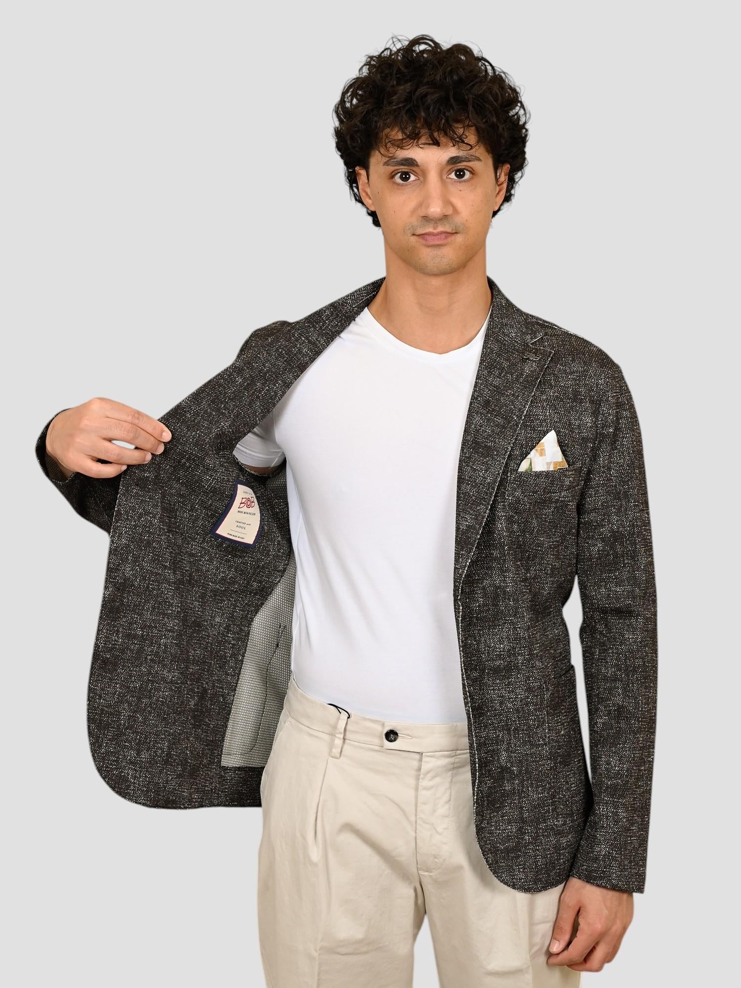 Giacca monopetto EASYX585 MORO lavorazione maglia EASYX585 MORO BOB 